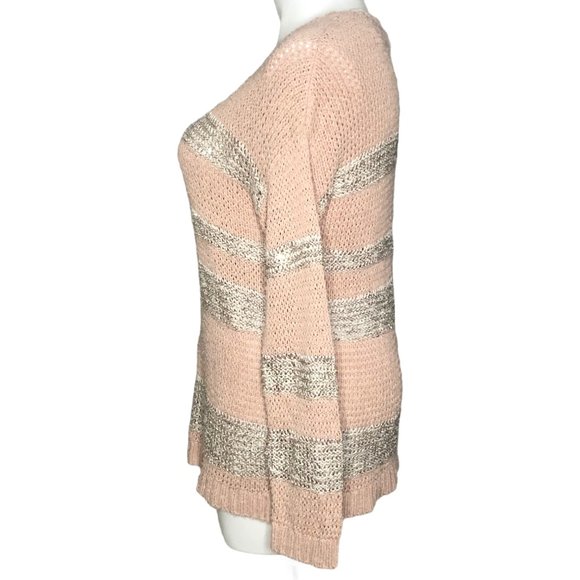 Chico’s NWT Marley Pullover Sweater, Pink Silver Sparkle Stripe Women's 2 (L) - Picture 5 of 13